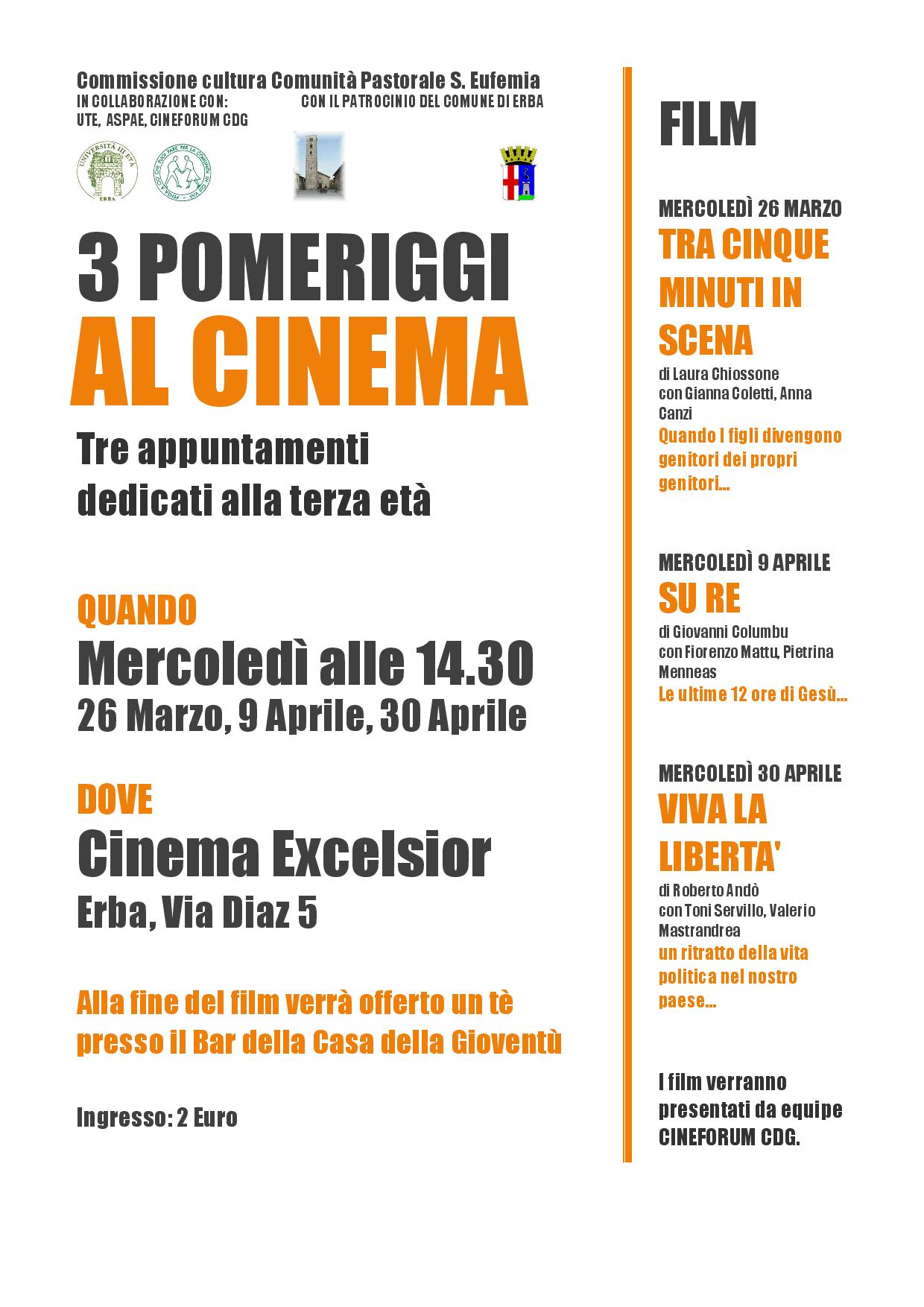 Pomeriggi al cinema - primavera 2014