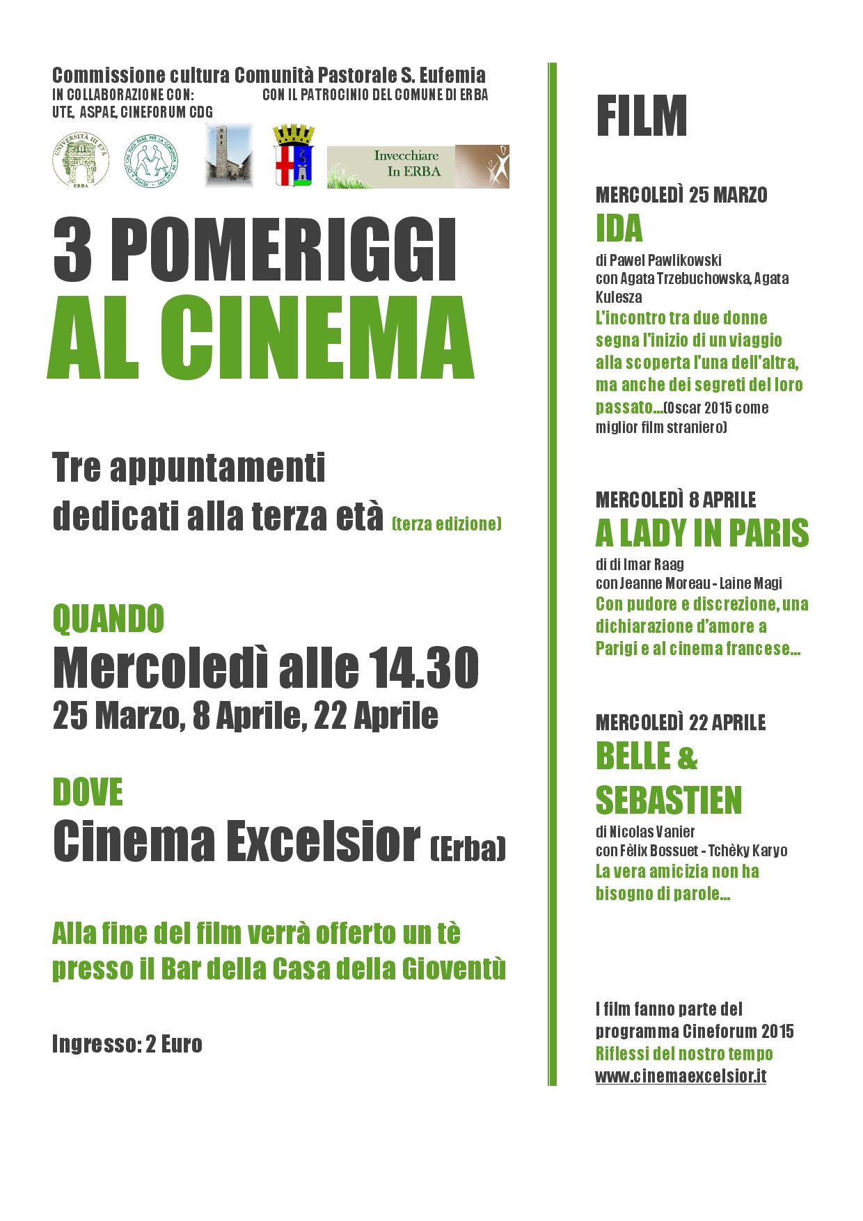 Pomeriggi al cinema - primavera 2015