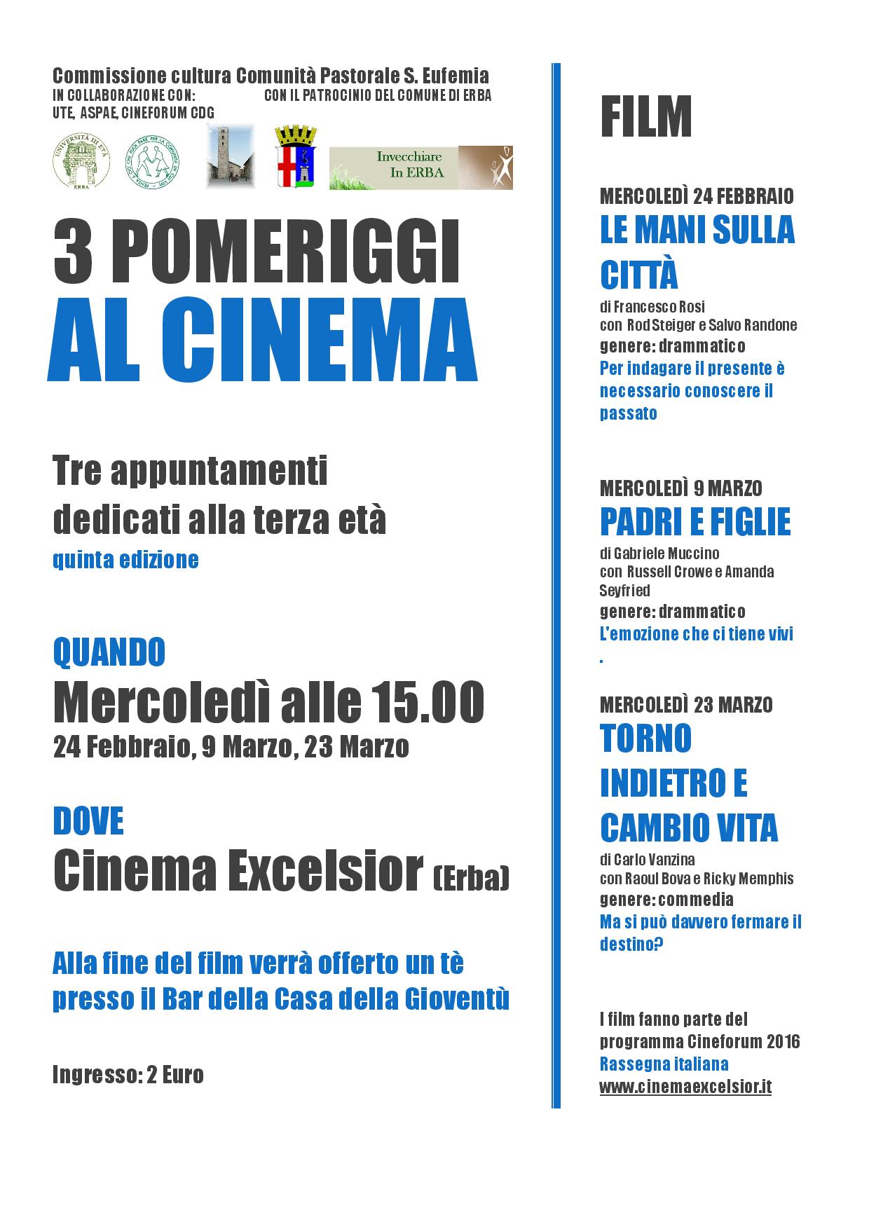 Pomeriggi al cinema - primavera 2016