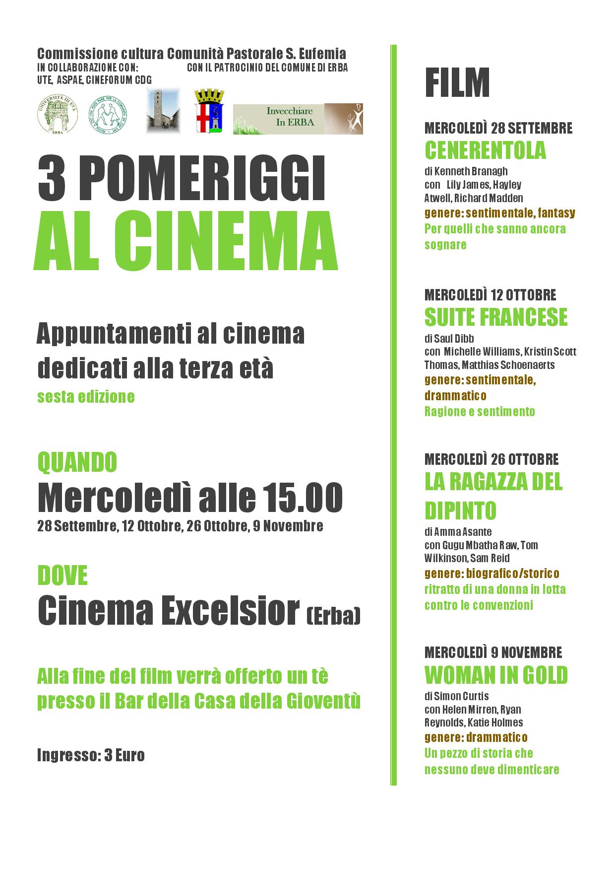 Pomeriggi al cinema - autunno 2016