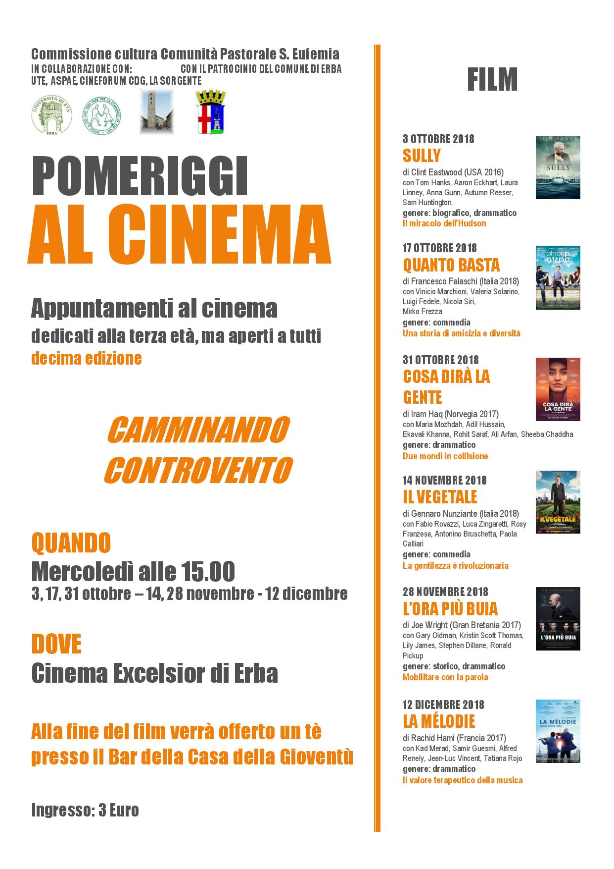 Pomeriggi al cinema - autunno 2018